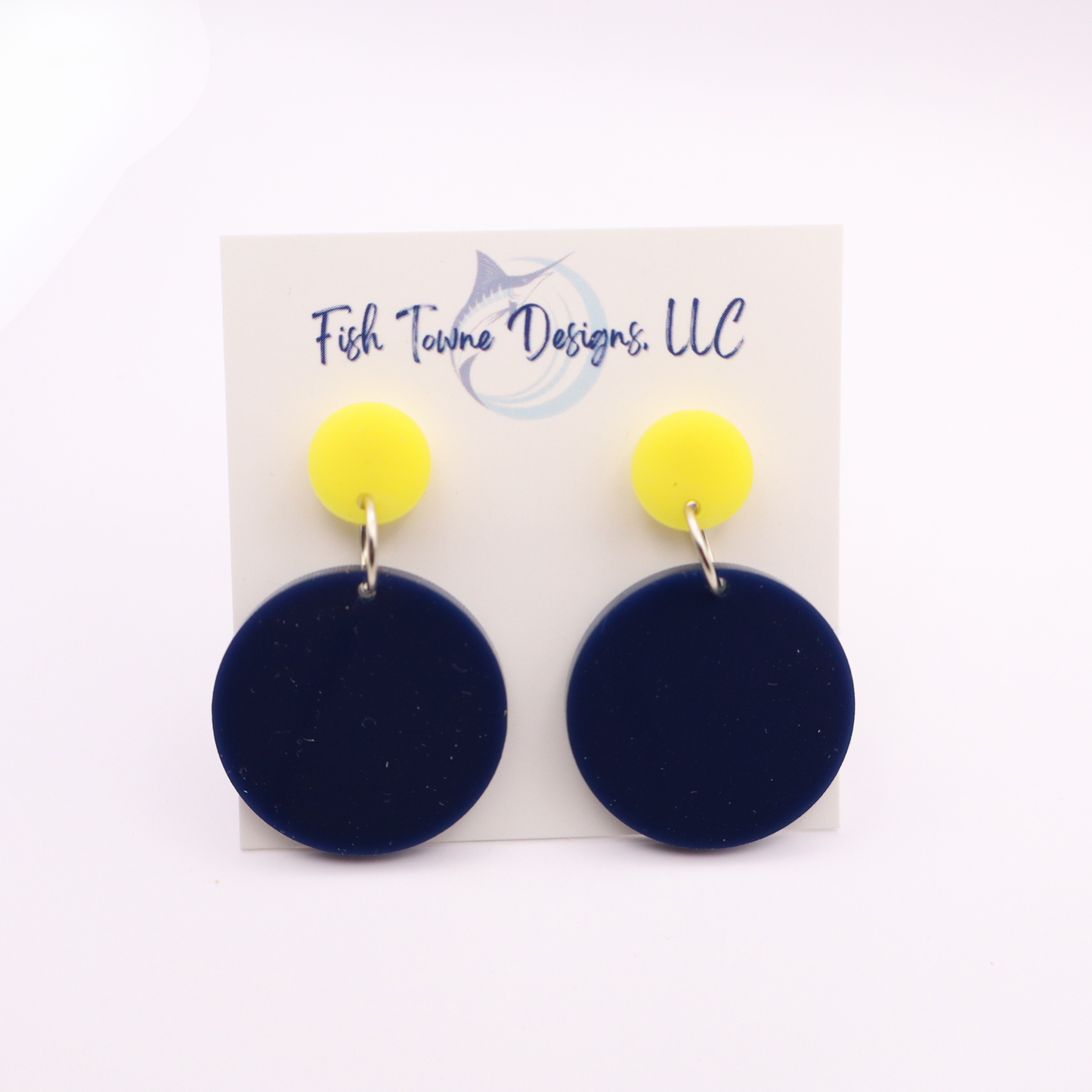 Navy Blue and Yellow Acrylic Game Day Earrings