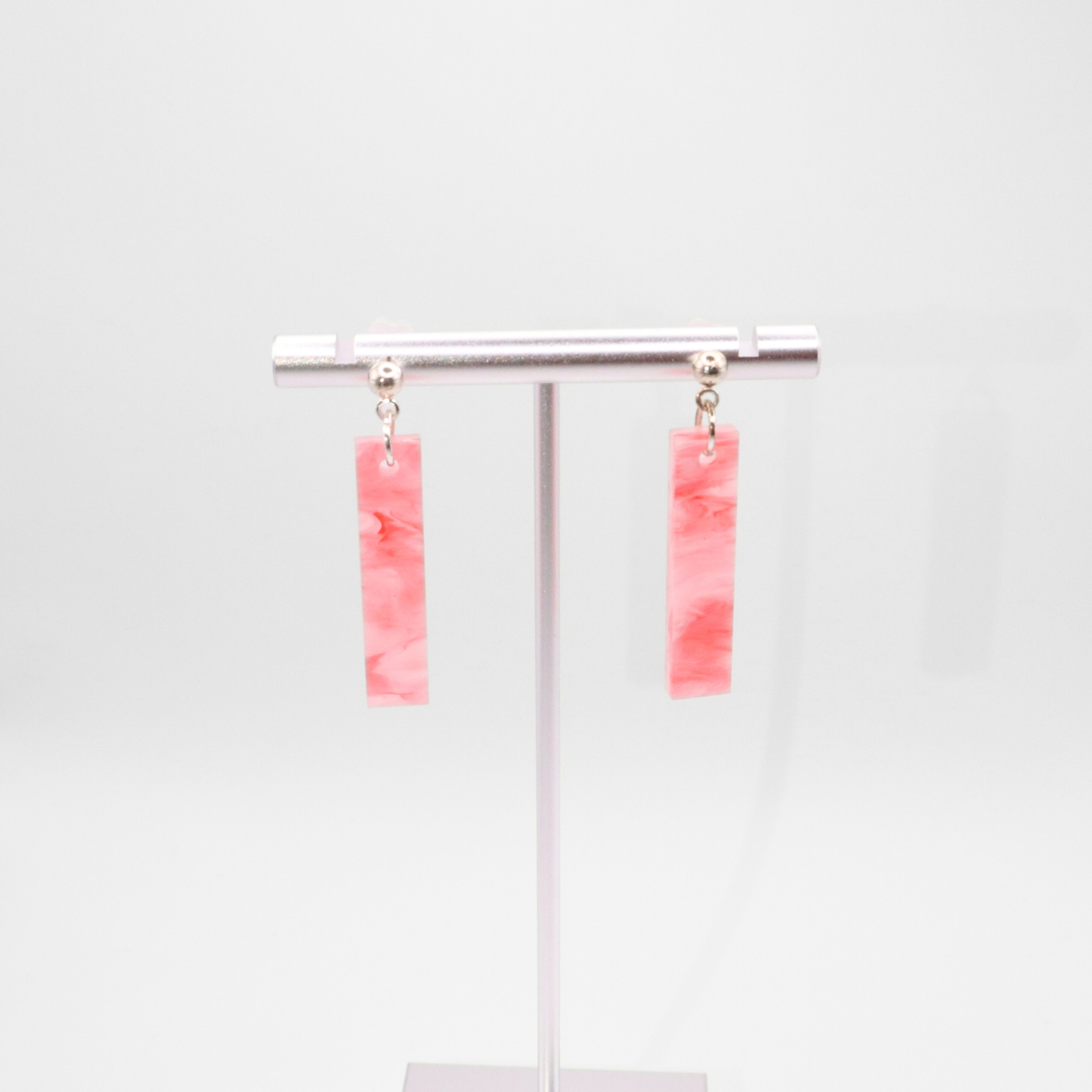 Pink Marble Acrylic Bar Earrings