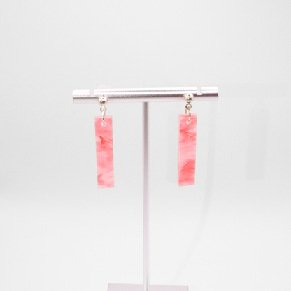 Pink Marble Acrylic Bar Earrings