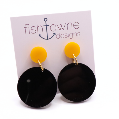 Black and Gold Acrylic Game Day Earrings