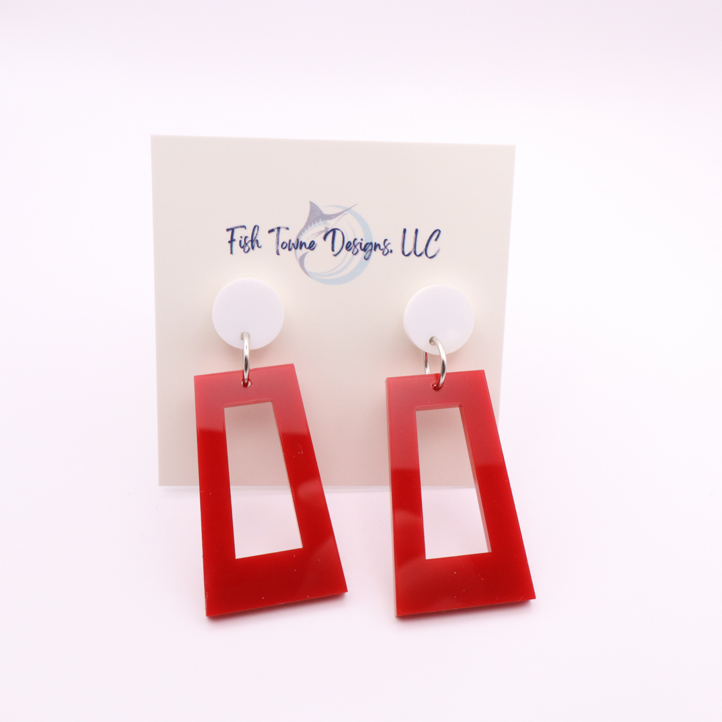 Red and White Acrylic Game Day Earrings