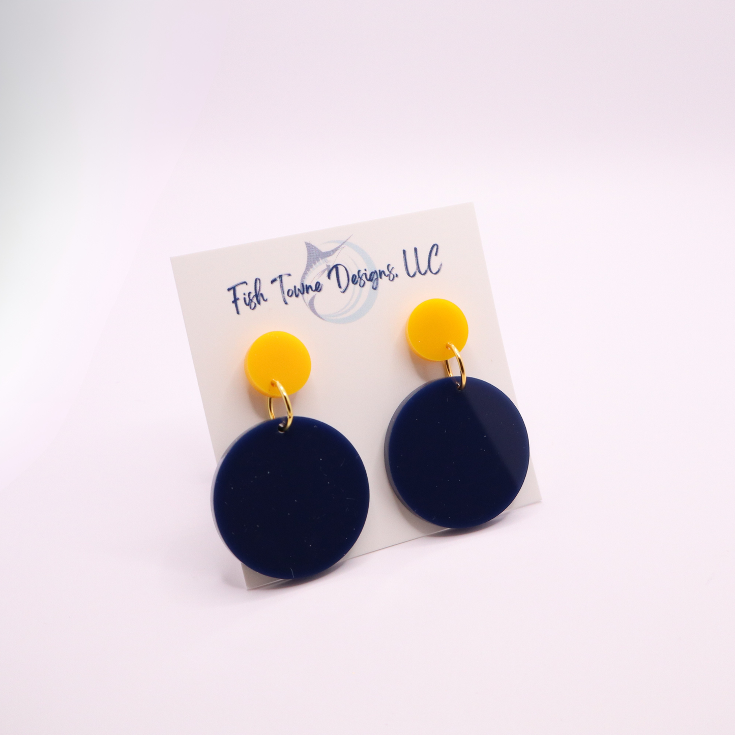 Navy Blue and Gold Acrylic Game Day Earrings