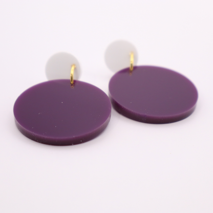 Purple and White Acrylic Game Day Earrings
