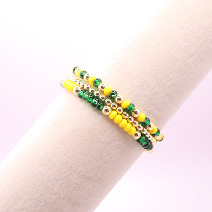 Green and Yellow Game Day Bracelet Stack | The Classic Game Day Collection