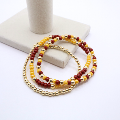 Burgundy and Gold Game Day Bracelet Stack | The Classic Game Day Collection