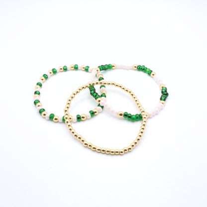 Green and White Game Day Bracelet Stack | The Classic Game Day Collection