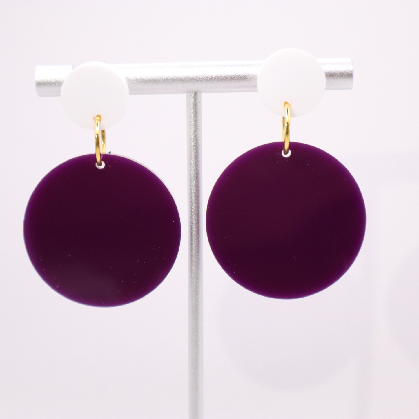 Purple and White Acrylic Game Day Earrings