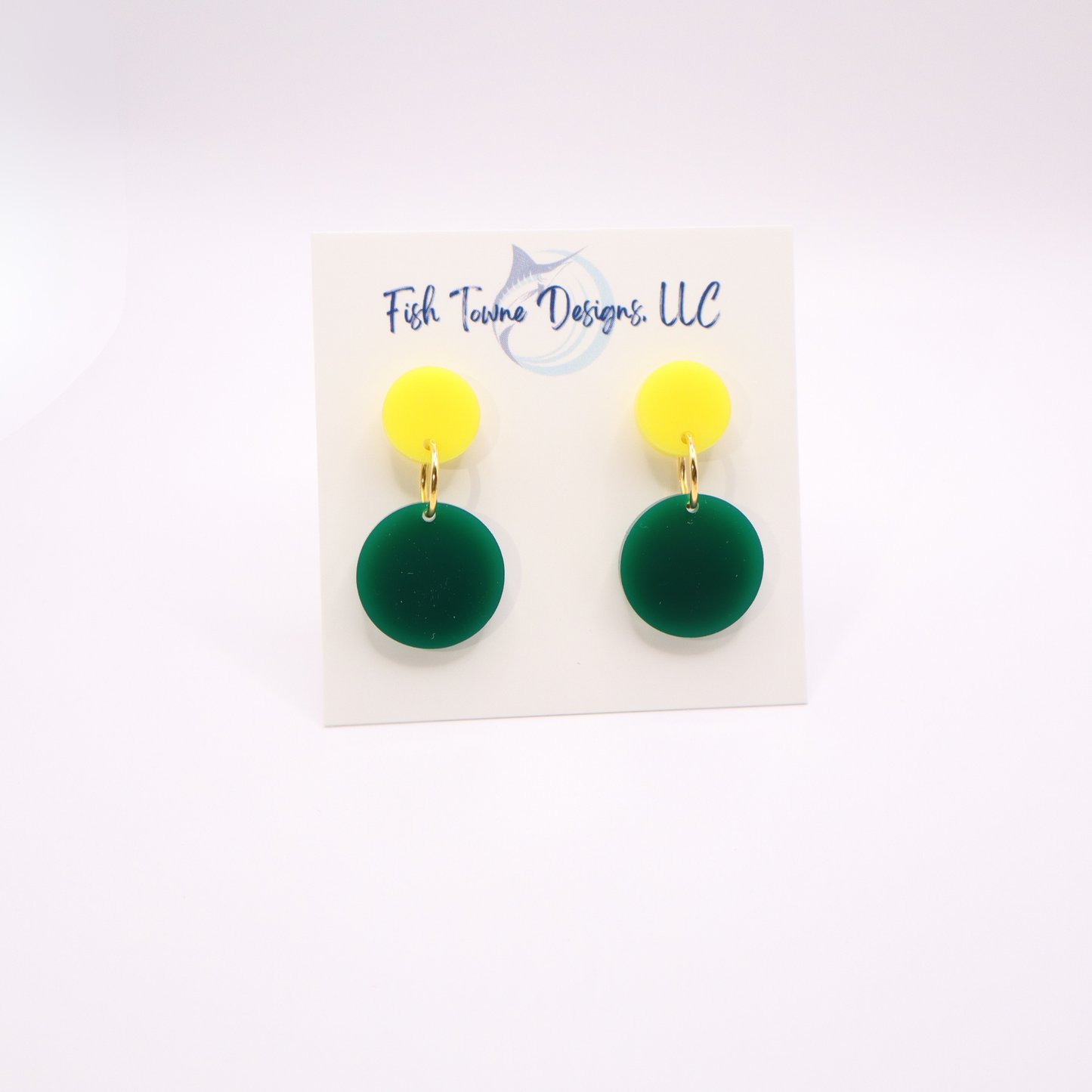 Green and Yellow Acrylic Game Day Earrings