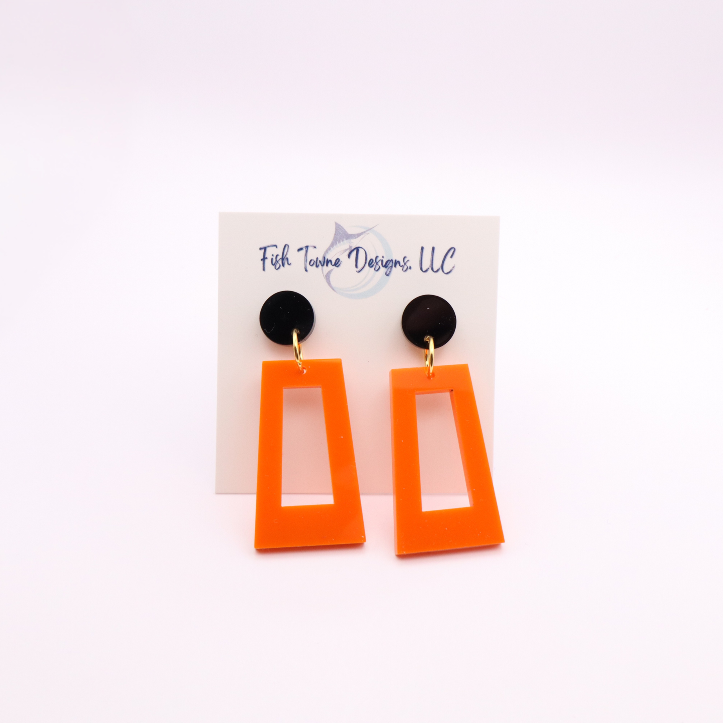 Orange and Black Acrylic Game Day Earrings