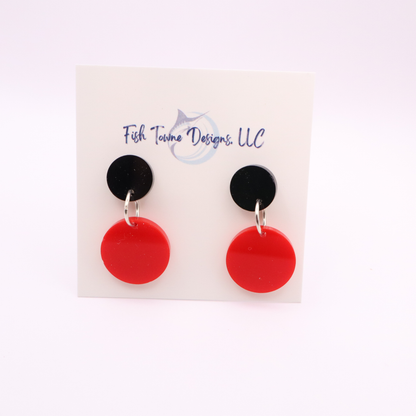 Red and Black Acrylic Game Day Earrings