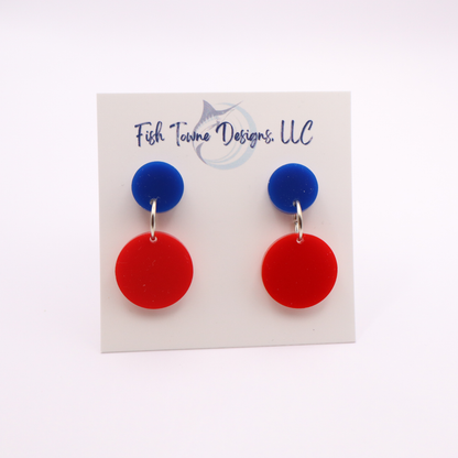 Red and Blue Acrylic Game Day Earrings