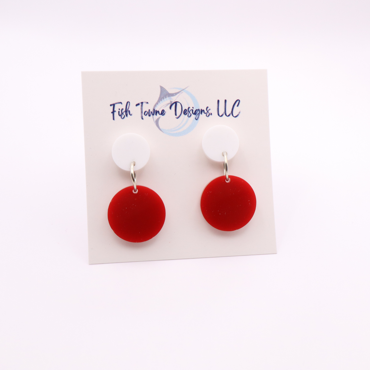 Red and White Acrylic Game Day Earrings