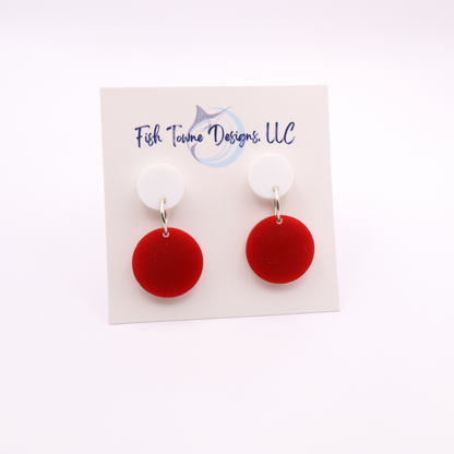 Red and White Acrylic Game Day Earrings