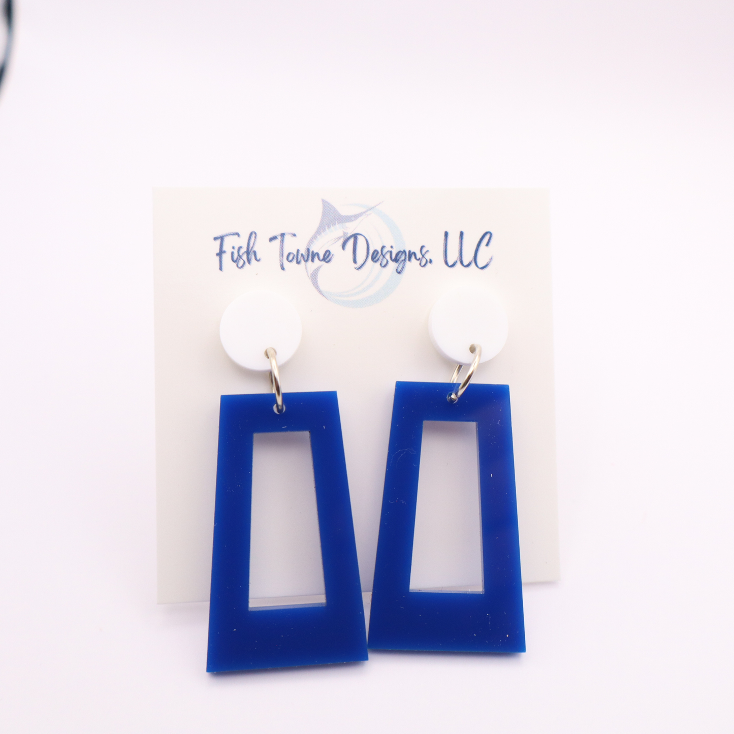 Blue and White Acrylic Game Day Earrings