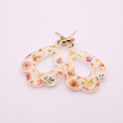 Spring Floral Acrylic Teardrop Earrings