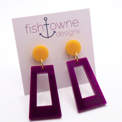 Purple and Gold Acrylic Game Day Earrings