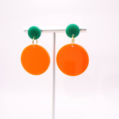 Orange and Green Acrylic Game Day Earrings