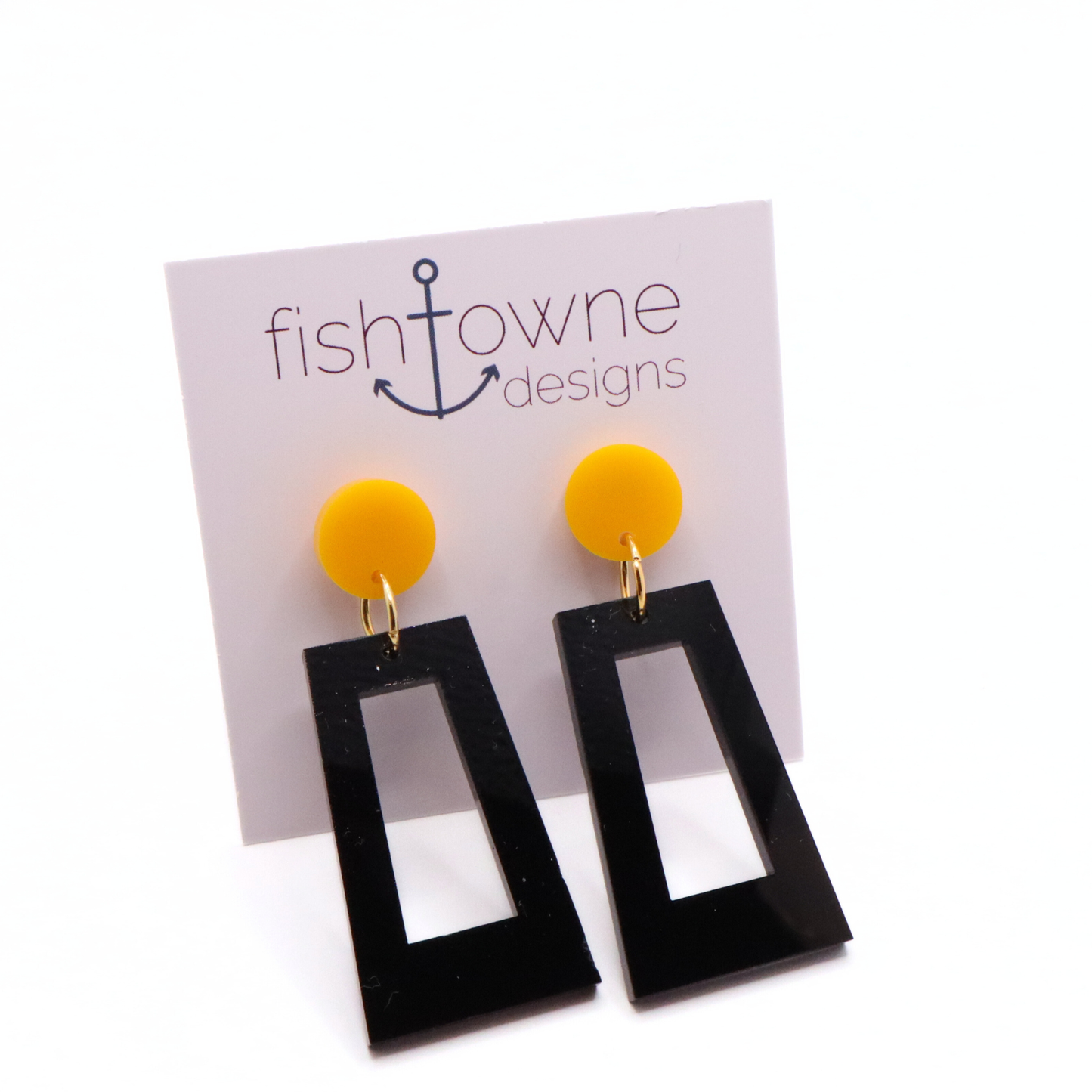 Black and Gold Acrylic Game Day Earrings