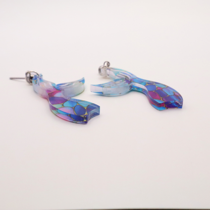 Mermaid Tail Acrylic Earrings | Ocean-Inspired Jewelry | Fantasy Statement Earrings | Lightweight Earrings