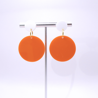 Orange and White Acrylic Game Day Earrings