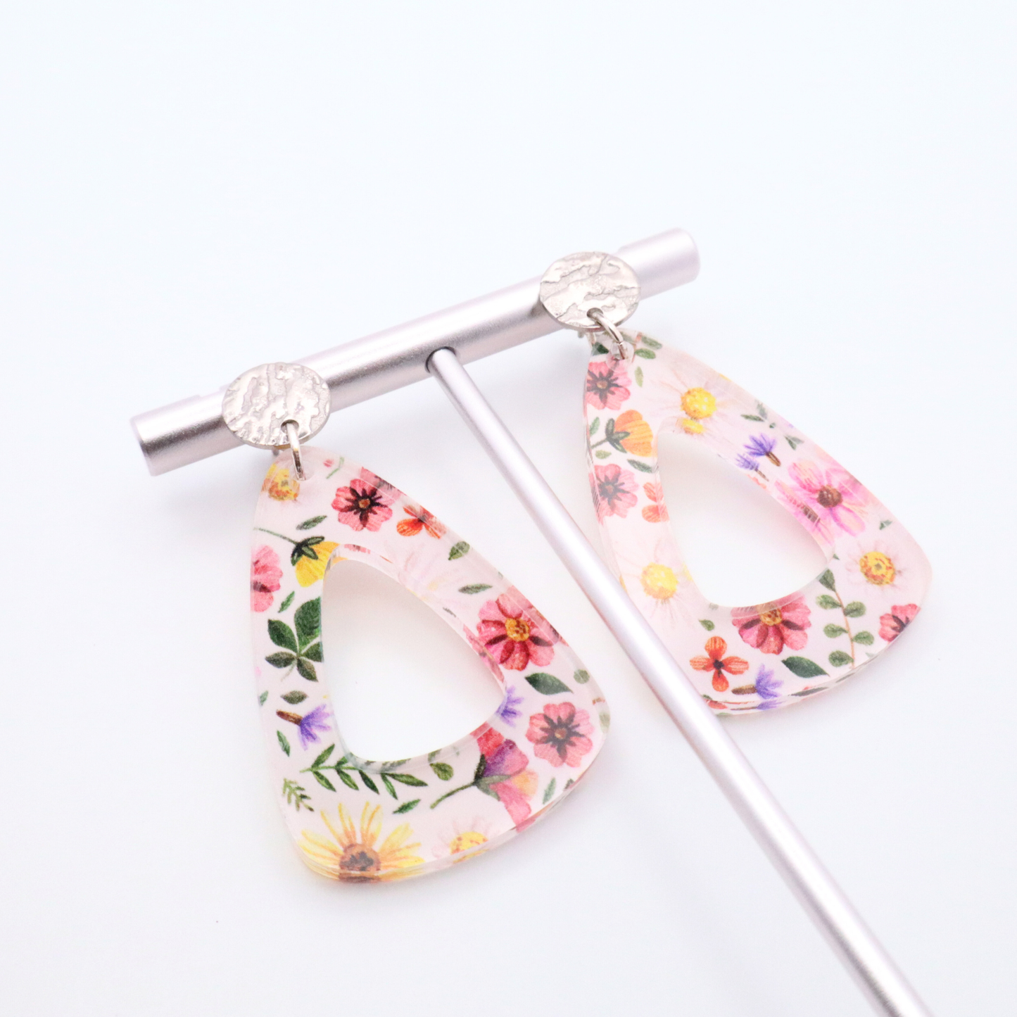 Floral Acrylic Dangle Earrings | Spring Flower Statement Earrings