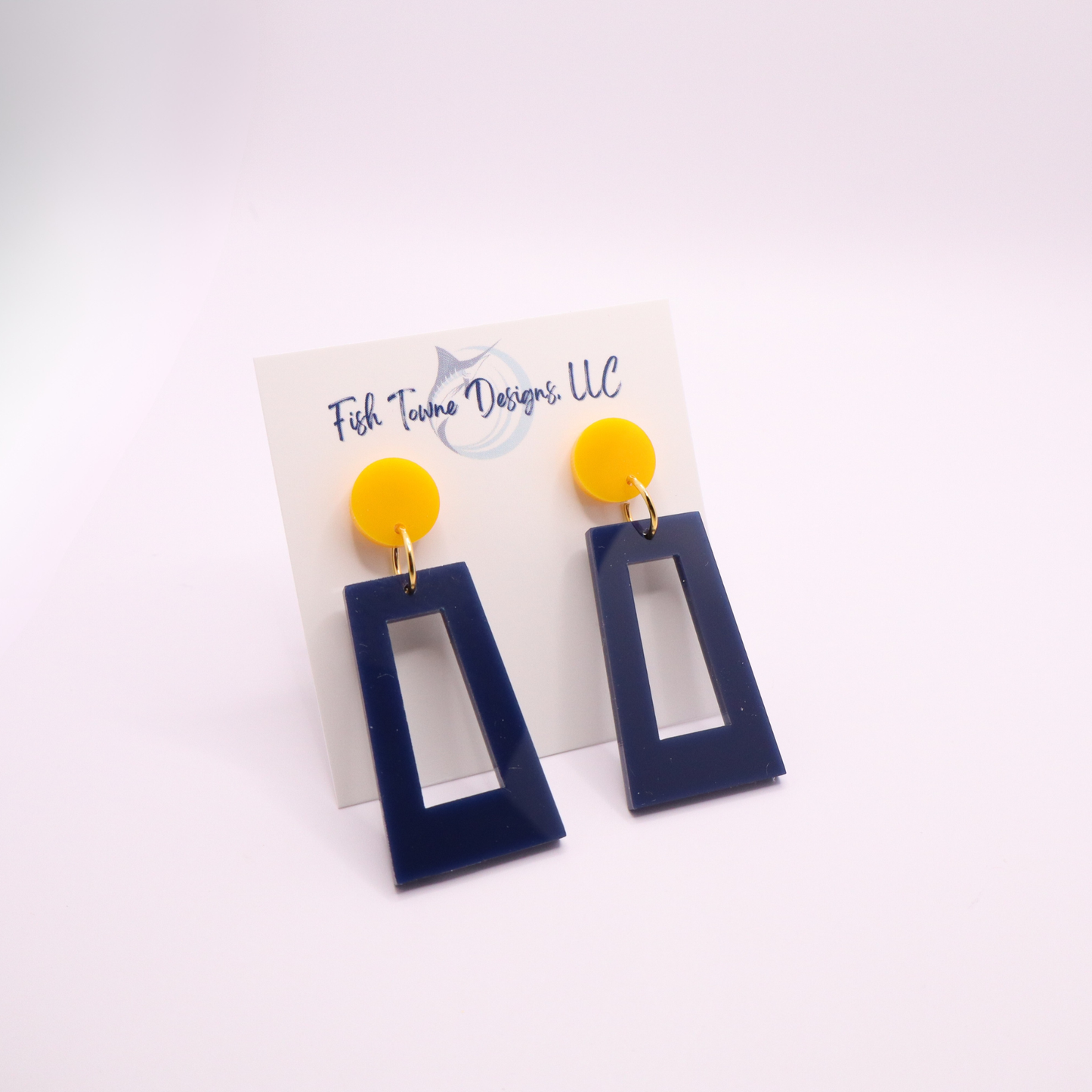 Navy Blue and Gold Acrylic Game Day Earrings