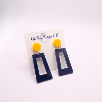 Navy Blue and Gold Acrylic Game Day Earrings