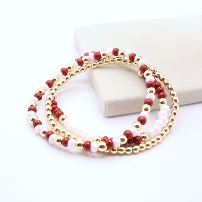 Burgundy and White Game Day Bracelet Stack | The Classic Game Day Collection