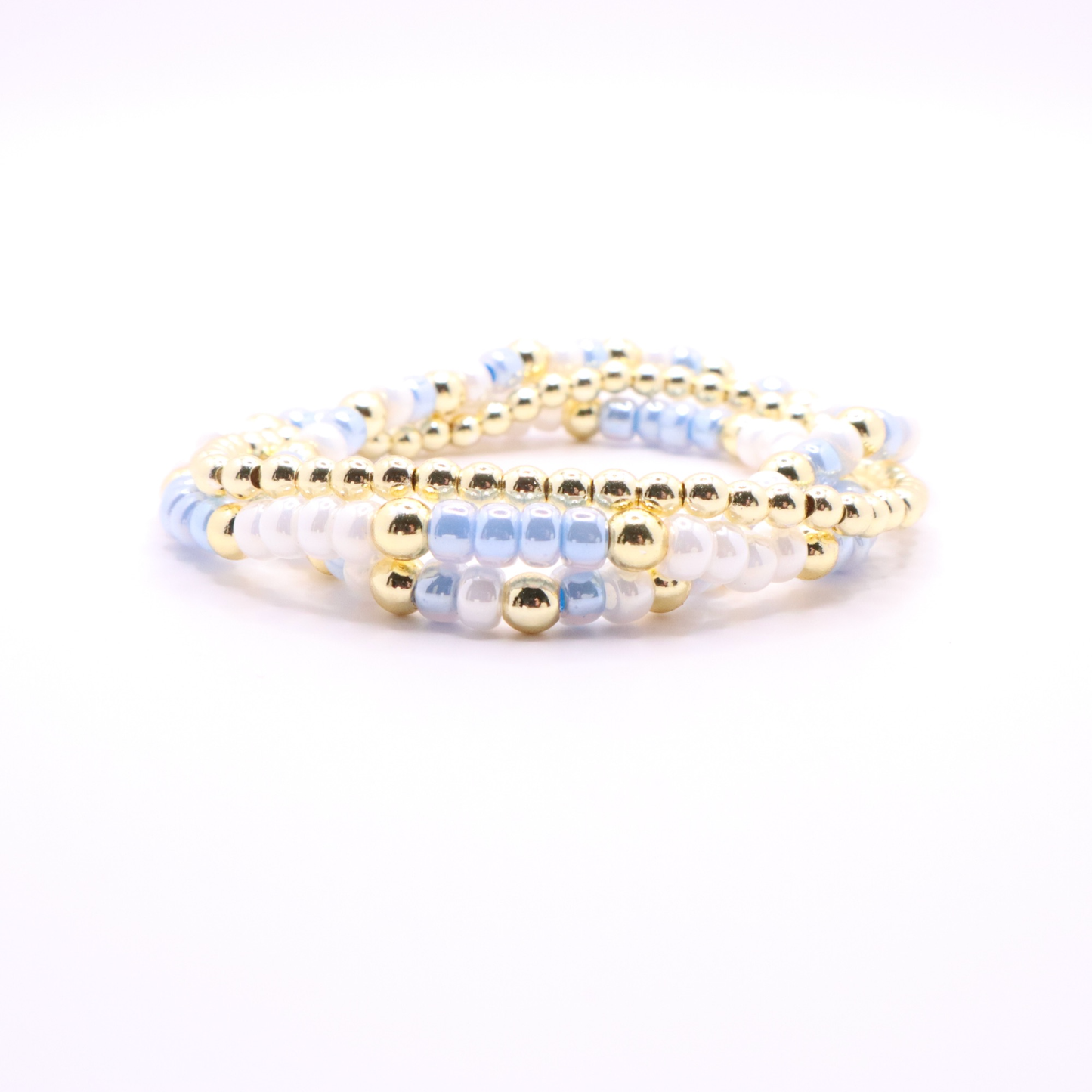 Light Blue and White Game Day Bracelet Stack | The Classic Game Day Collection