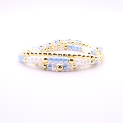 Light Blue and White Game Day Bracelet Stack | The Classic Game Day Collection