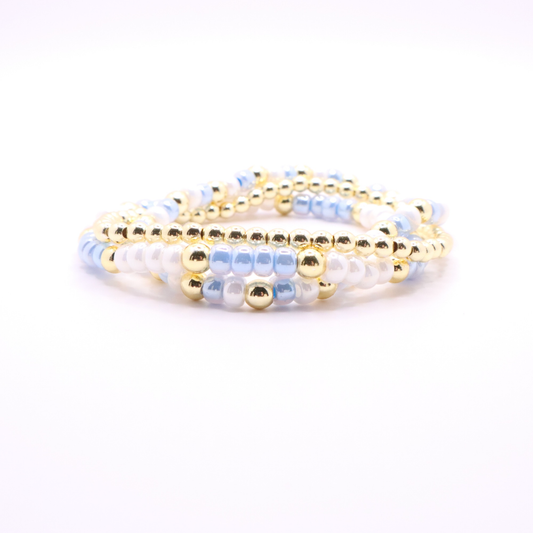Light Blue and White Game Day Bracelet Stack | The Classic Game Day Collection