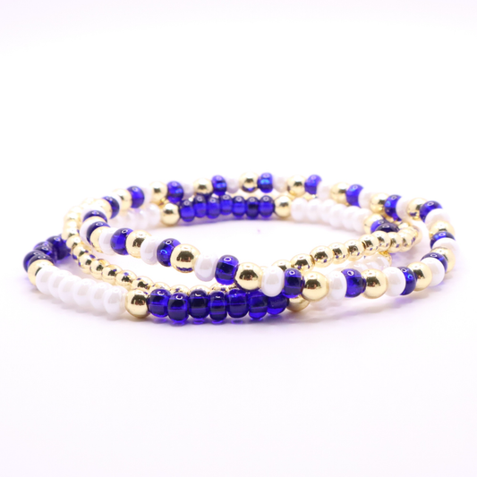 Blue and White Game Day Bracelet Stack | The Classic Game Day Collection