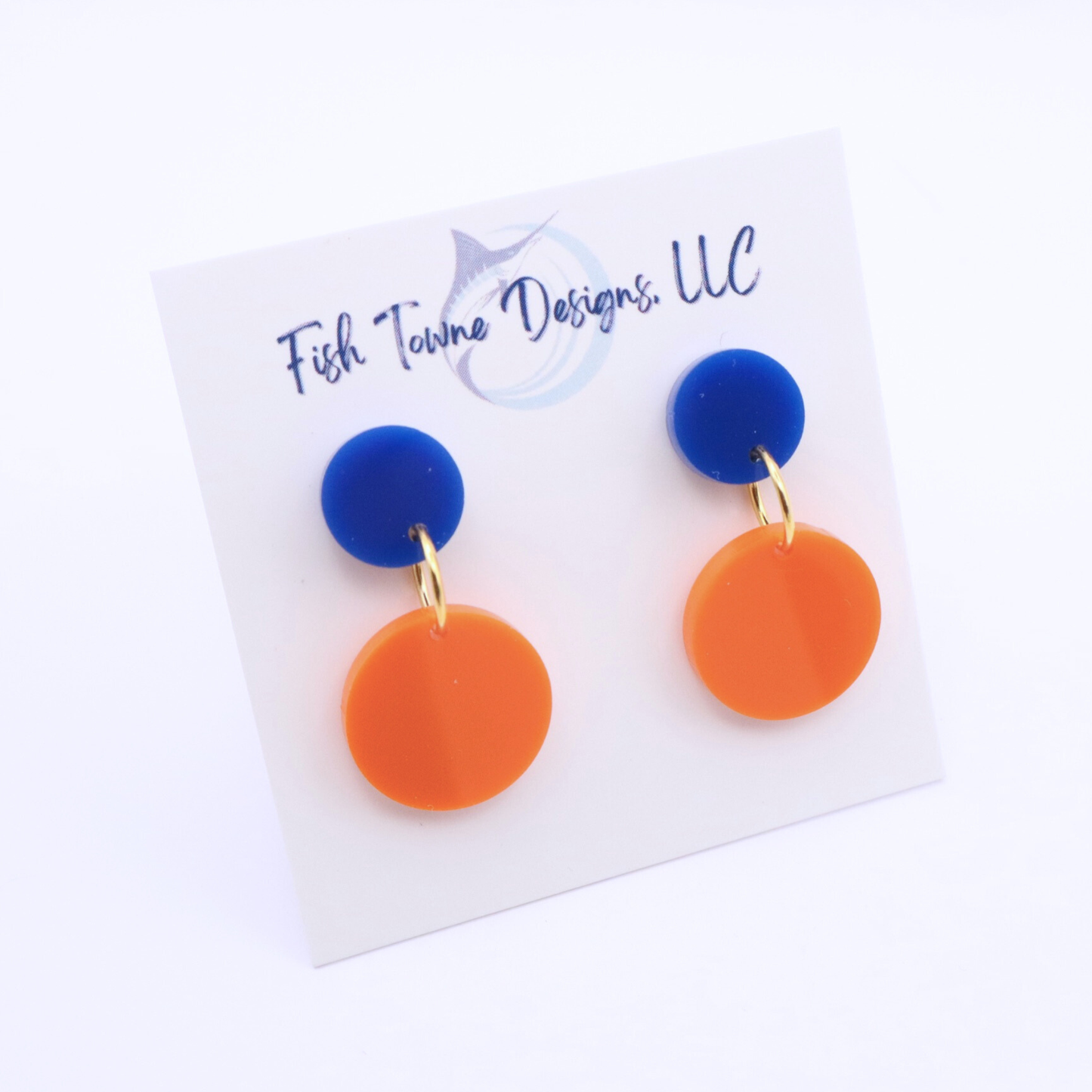 Orange and Blue Acrylic Game Day Earrings