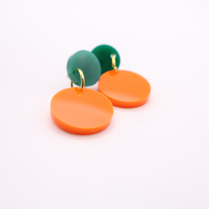 Orange and Green Acrylic Game Day Earrings