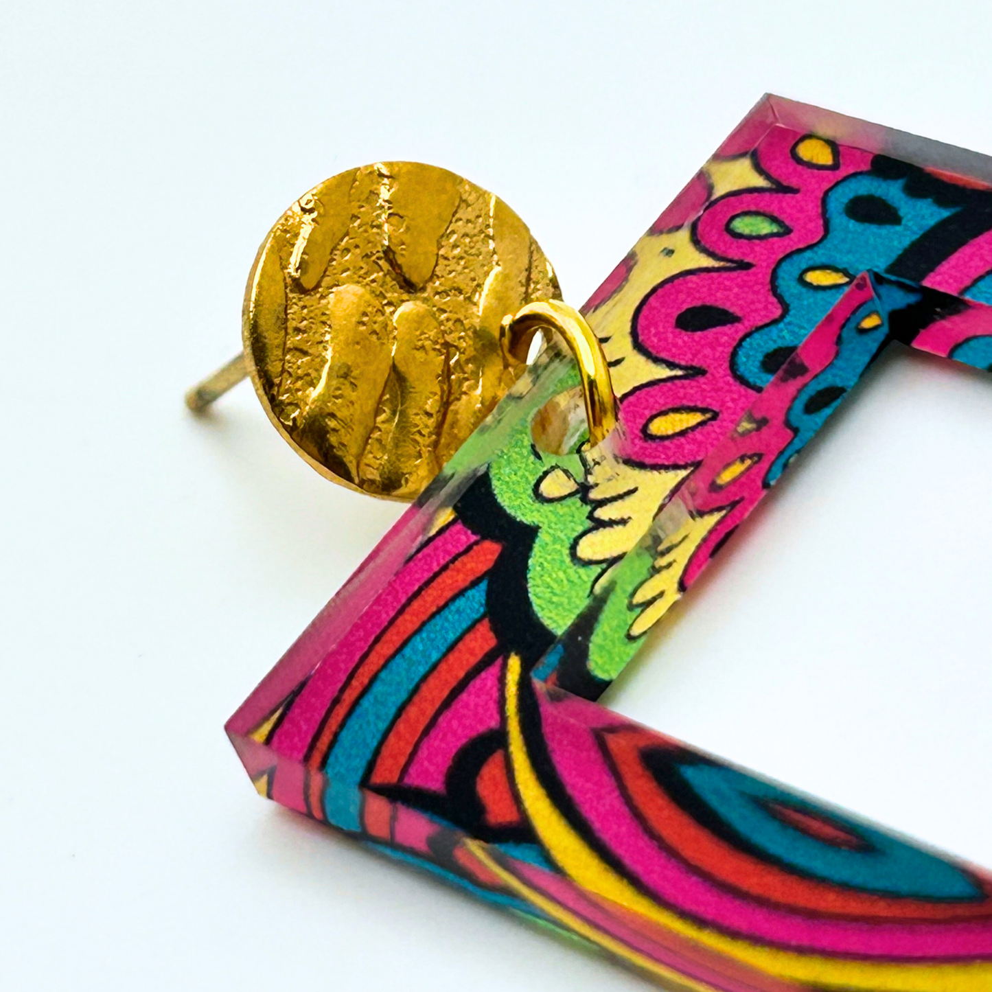 Rio De Janeiro Inspired Acrylic Statement Earrings - Fish Towne Designs, LLC