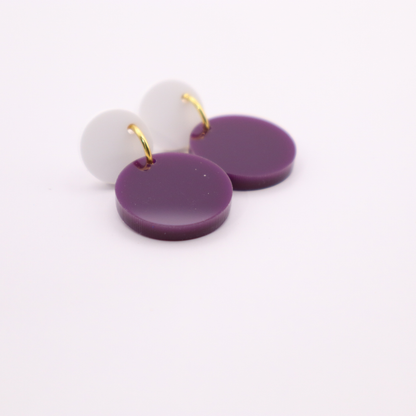 Purple and White Acrylic Game Day Earrings