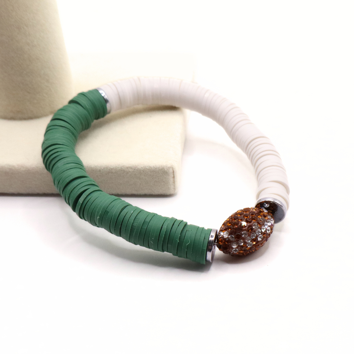 Green and White Game Day Football Bracelet