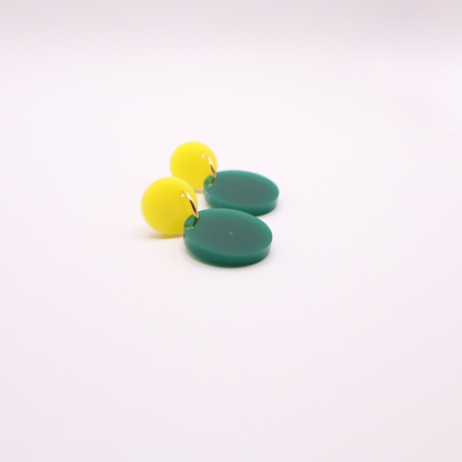 Green and Yellow Acrylic Game Day Earrings