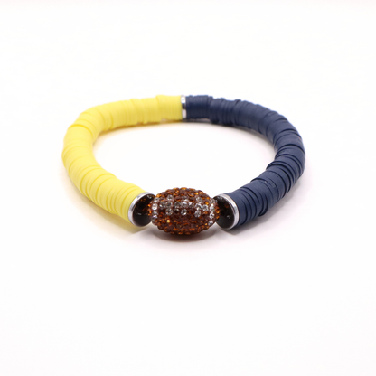 Navy Blue and Yellow Game Day Football Bracelet