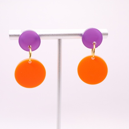 Orange and Purple Acrylic Game Day Earrings