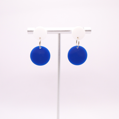 Blue and White Acrylic Game Day Earrings