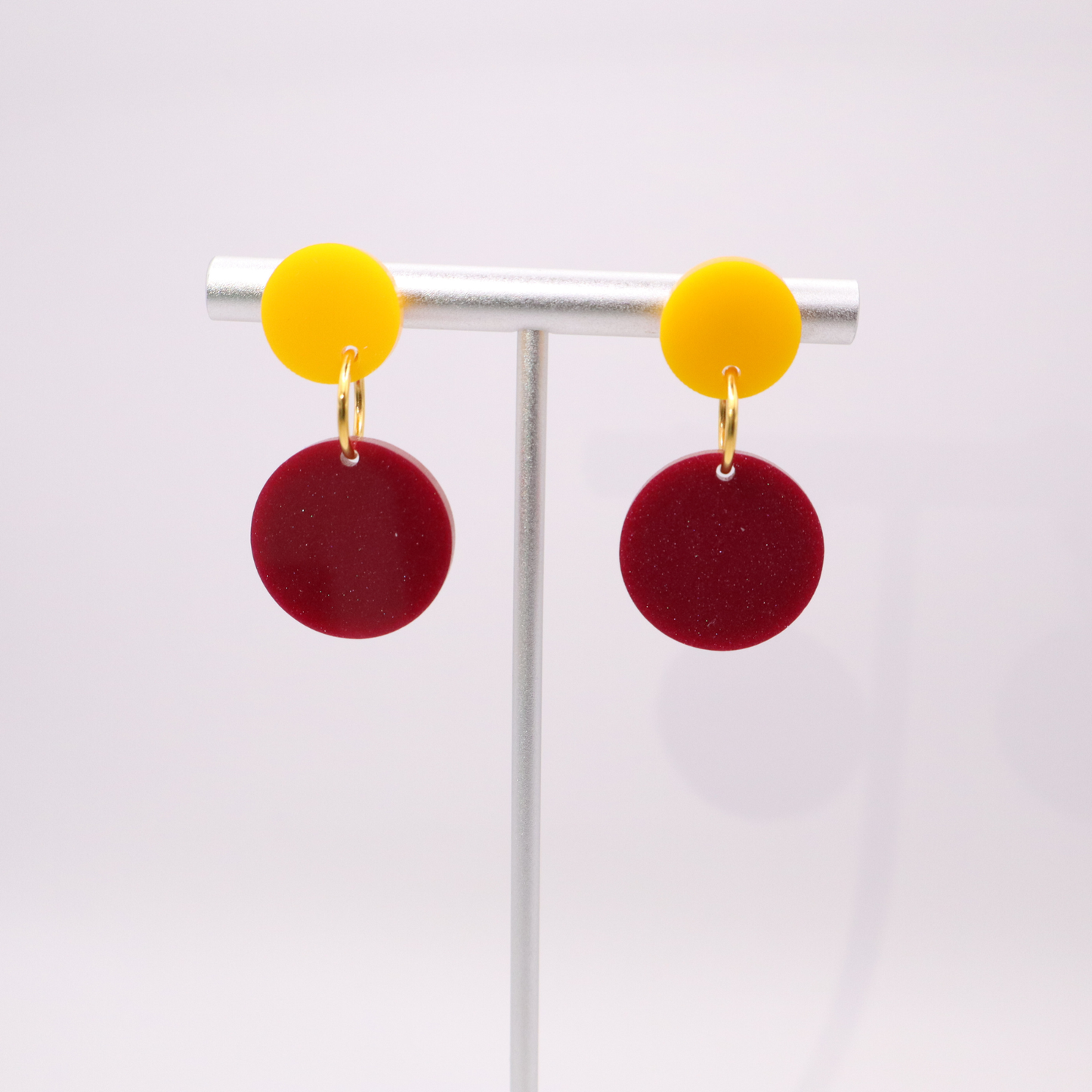 Burgundy and Gold Acrylic Game Day Earrings