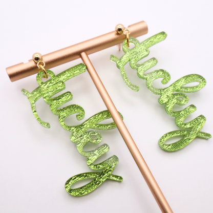 St. Patrick's Day "Lucky" Acrylic Earrings | Seasonal Statement Jewelry