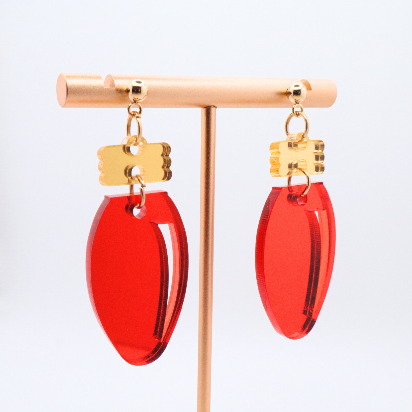 Christmas Bulb Mirrored Acrylic Earrings – Holiday Jewelry for the Season - Stocking Stuffer