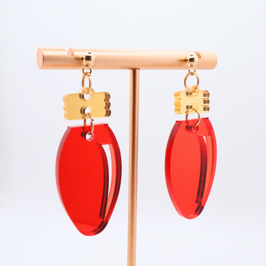 Christmas Bulb Mirrored Acrylic Earrings – Holiday Jewelry for the Season - Stocking Stuffer