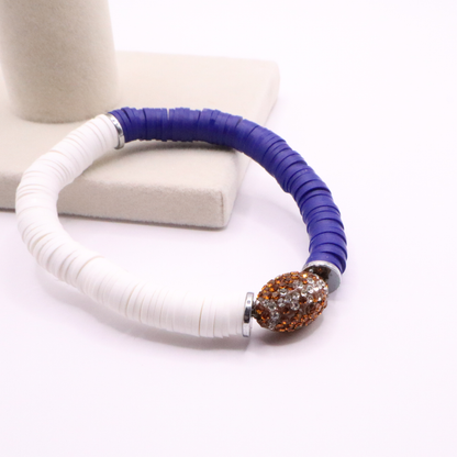 Blue and White Game Day Football Bracelet