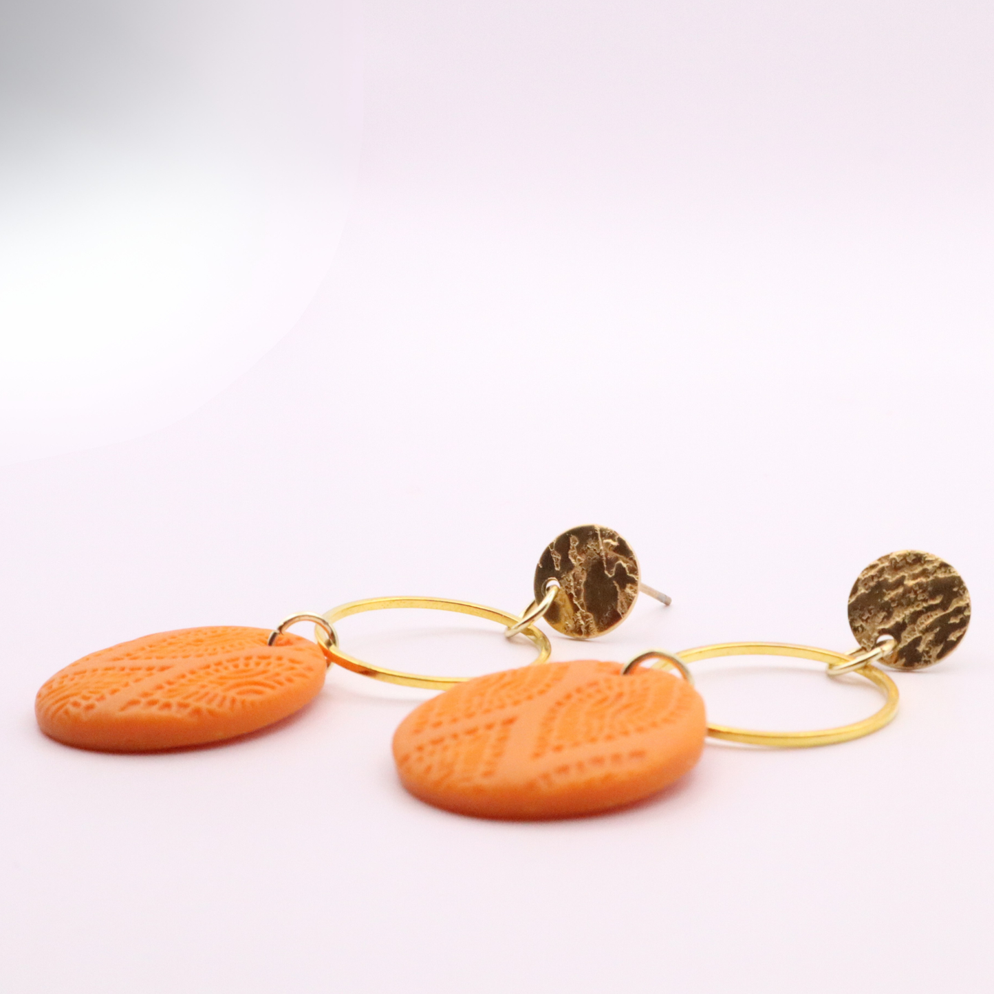 Orange and Gold Polymer Clay Dangles