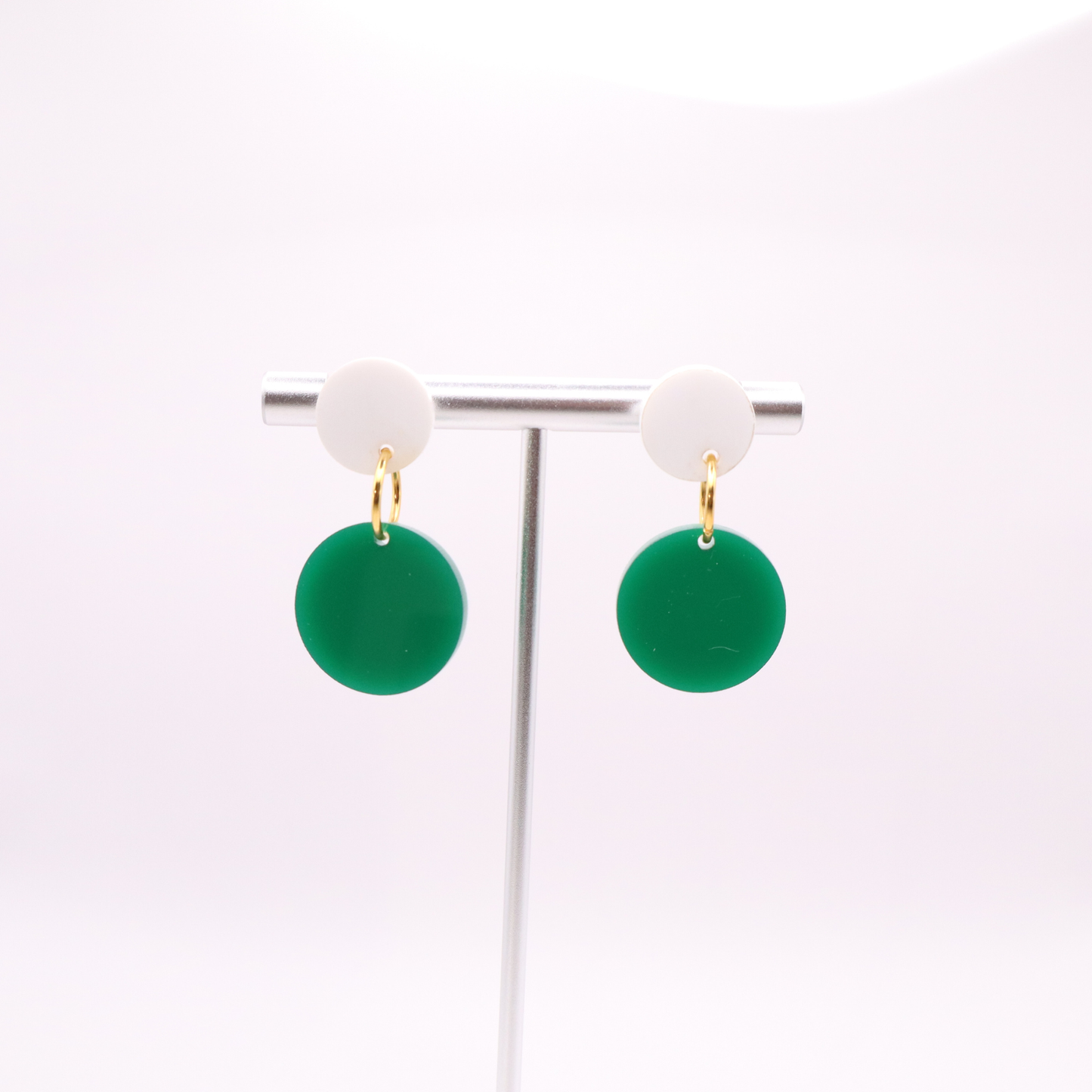 Green and White Acrylic Game Day Earrings