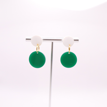 Green and White Acrylic Game Day Earrings