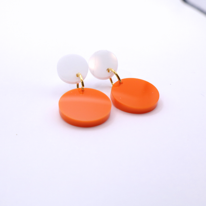 Orange and White Acrylic Game Day Earrings